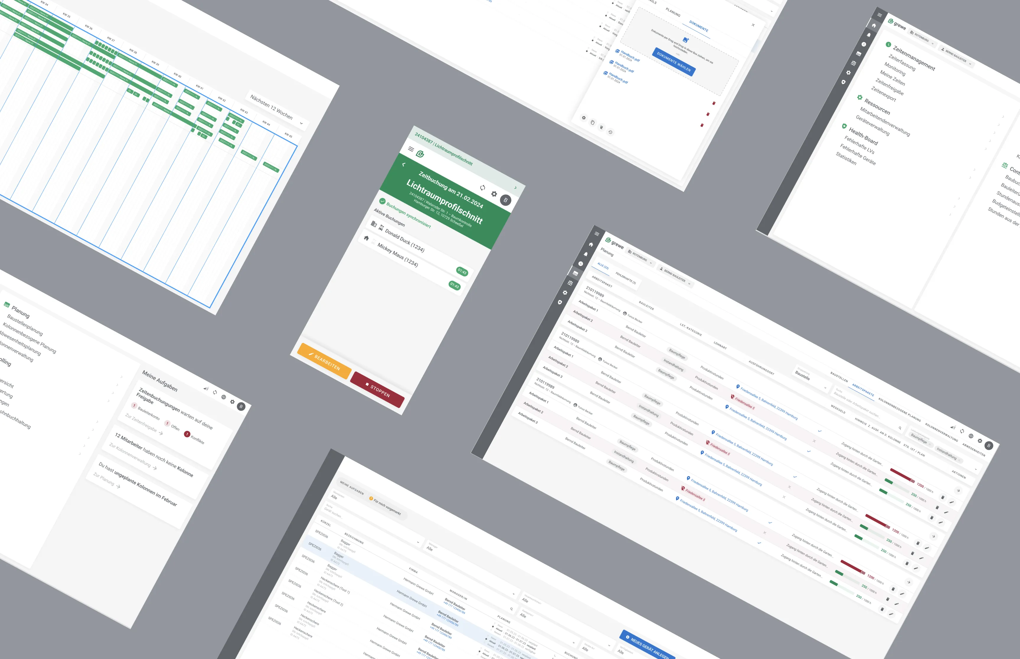 Interfacecollage der Software für die grewe-Gruppe