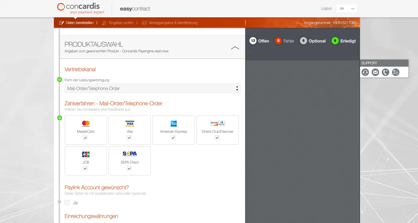 Screenshot des Tools easycontract