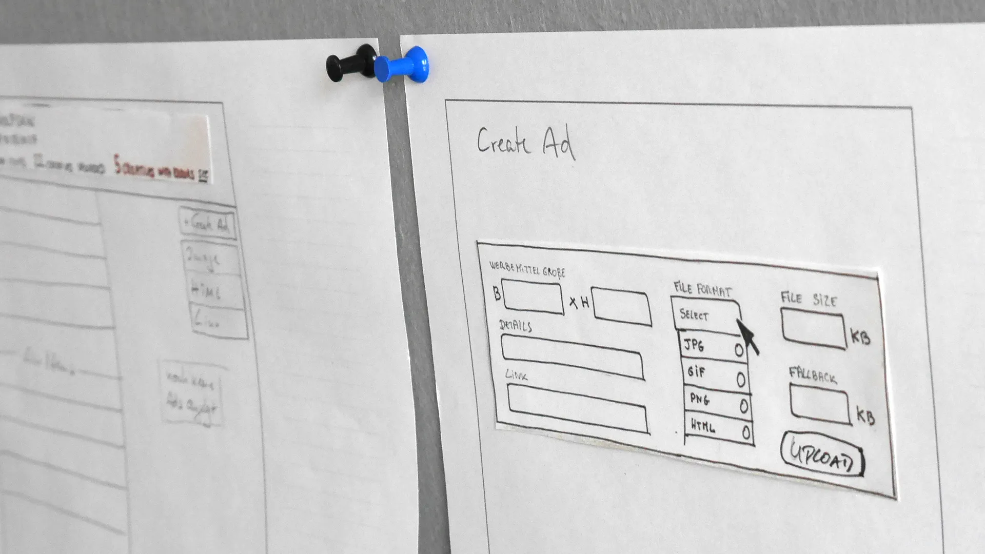 Bild von Zeichnungen des User Interface